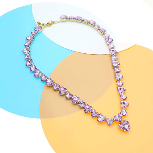 JNF Crystal Rhinestone Choker Collar Necklace For Women Colorful Bling Neck Chain Trendy Sparkly Statement Piece Crystal Rhinestone Heart Bib Neck...