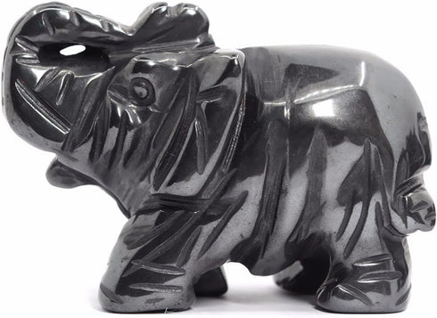 Justinstones Carved Natural Hematite Gemstone Elephant Healing Guardian Statue Figurine Crafts 2 inch...
