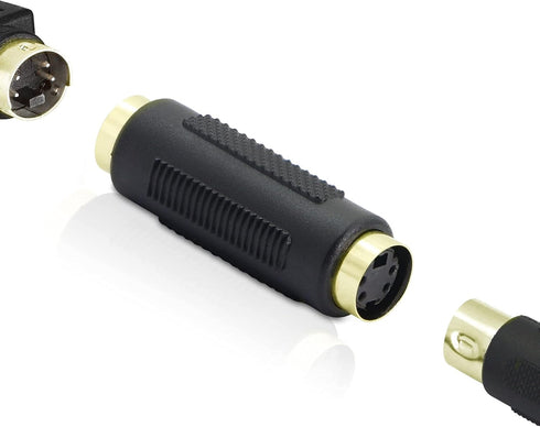 YACSEJAO 2Pack S-Video Female to Female Adapter, Gold-Plated, 4 Terminal Connector, Mini Din 4 PIN, Composite Connector for SVHS/S-Video Cable Ada...