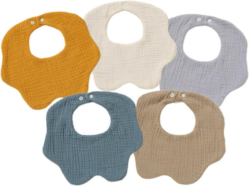 Muslin Baby Bibs Lap Shoulder Absorbent Drool Teething Bib Unisex Snap Cotton Soft 6 Layers Feeding Burp Cloth Bibs for Girls Boys Infant Toddler,...