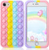 Pop It Phone Case for iPhone 7/6 Plus,Stress Reliever Push Pop Bubble Fidget Toys Cover,Cute Funny Soft Silicone Protective Shell for iPhone 8 Plu...