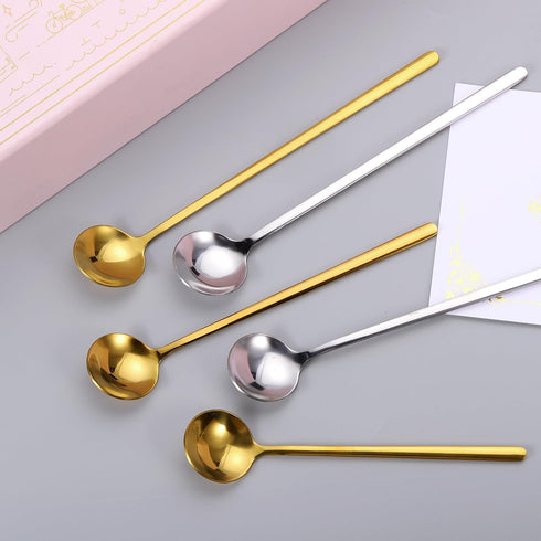 uxcell 8Pcs Stainless Steel Long Handle Teaspoon 7 Inch Coffee Spoon Ice Cream Spoon Espresso Spoons for Cocktail Stirring Mixing Drink, Silver...