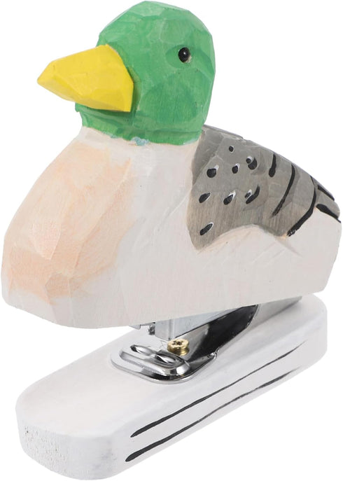 MAGICLULU Mini Desktop Stapler Funny Stationery Carved Wooden Stapler Paper Fasteners Stapler Paper Stapling Tool Ducks Animal Stapler Decorative ...