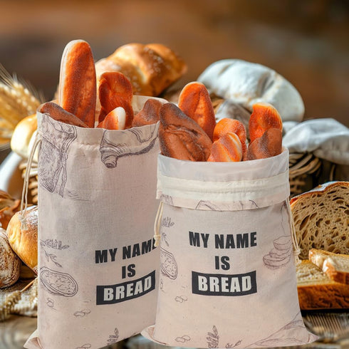 Bread Bags for Homemade Bread, Organic Linen Bread Bag with Plastic Liner, Bread Storage Bags with Drawstring Closure for Sourdough, Loaf, Artisan...