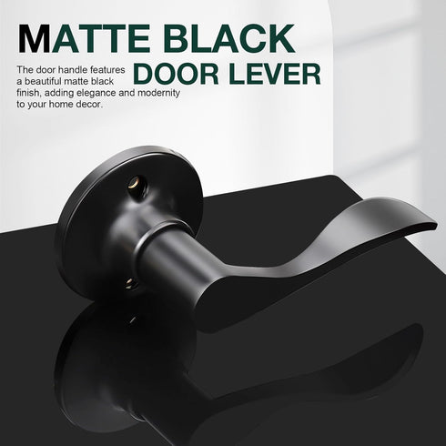GOBEKOR 1 Pack Right-Handed Door Levers Black Dummy Lever Door Handle Closet Door Handles for Pantry Non-Turning Lock for Hall Closets...