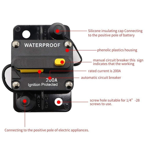 200Amp Circuit Breaker 30A-300A Inline Fuse Inverter with Manual Reset Breaker for Car Truck Rv ATV Marine Boat Vehicles/Electronic Systems...