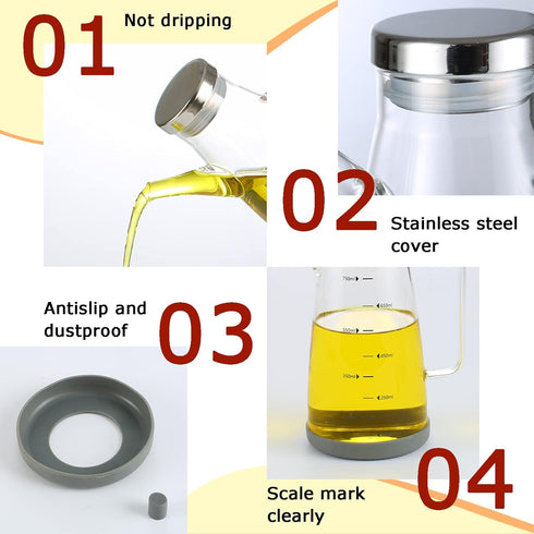 Oil Dispenser for Kitchen?25OZ Oil Bottles Cooking Oil Dispenser with Drip Free Spout and Non Slip Bottom Fits in Home,Kitchen,Barbecue,Party (750...