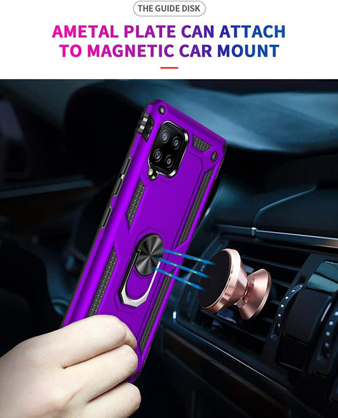 for Samsung Galaxy A42 5G Case with HD Screen Protectors, Military-Grade Metal Ring Holder Kickstand 15ft Drop Tested Shockproof Cover Case for Sa...