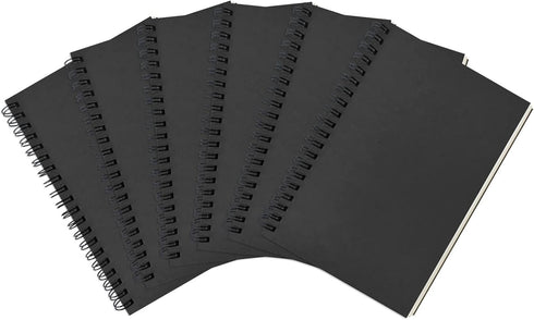 DSTELIN Blank Spiral Notebook, 6-Pack, Soft Cover, Sketch Book, 100 Pages / 50 Sheets, 7.5 inch x 5.1 inch, 100GSM, (Black)...