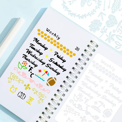 36 PCS Plastic Journal Stencils for Bullet Junk Journal Notebook Diary Drawing Scrapbook Journal Stencil Templates 4x7 Inch...