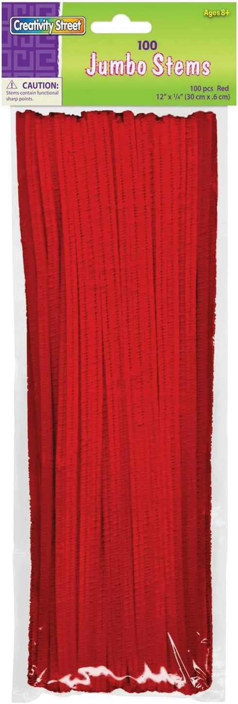 Creativity Street Jumbo Bendable Stem, 12-in. x 6-mm, Red 600 per Bag...