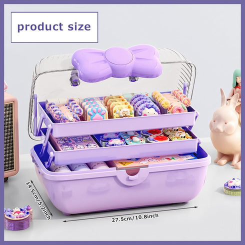 BALRAJ Cute Girls Hair Accessories Storage Box Bow Switch Organizer Box Jewelry Box, Plastic Hair Ties Holder Hair Clips Container Headbands Organ...