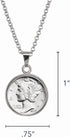 American Coin Treasures Silver Mercury Dime Silvertone Coin Pendant with 18" Cable Chain Necklace, Genuine and Elegant Keepsake Jewelry for Women,...