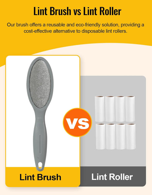 Lint Brush Pet Hair Remover for Clothes, Couches - 2 Pack, Dual Side, Gray...