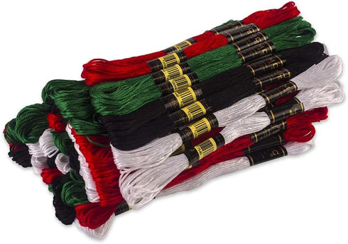 Embroidery Floss | 100% Egyptian Cotton | 24 Pieces 4 Essential Colours Premium Skeins | Oeko-TEX Certified Cross-Stitch Stranded Cotton | 6 Red 6...