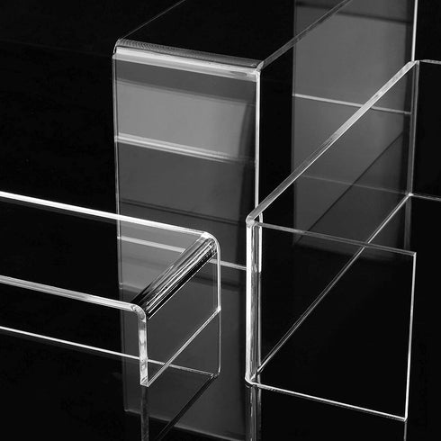 ANDGOO Display Risers, 6 Pcs(3”L~4”L~5”L) Acrylic Risers Clear Rectangular Stands Collectibles Display Shelf for Decor, Funko Pop and Cake Display...