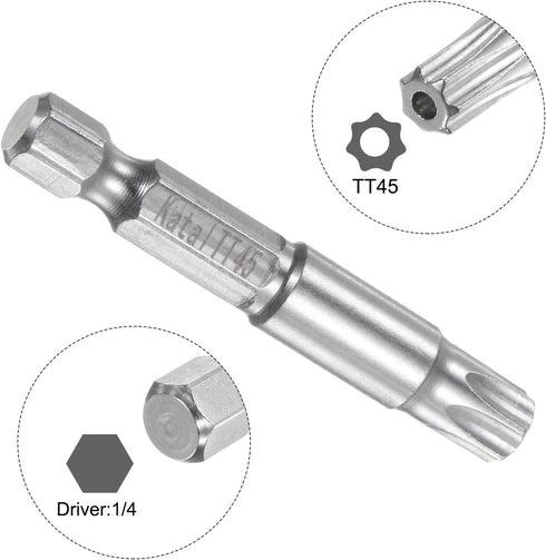 4pcs TT45 Star 7 Point Screwdriver Bit 1/4" Hex Shank 2" Length Magnetic Security Torx Screw Driver Power Tool...