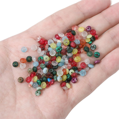 Natural Mix Colored Disk Stone Beads 4x2mm 160pcs Rondelle Loose Semi Gemstone Beads for Jewelry Making Design...
