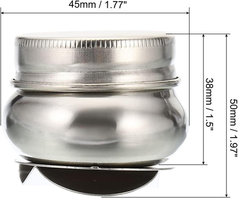 PATIKIL 2" x 1.8" Palette Cups, Paint Pot Container Cup with Lid and Clip Stainless Steel for Oil Painting, Silver...