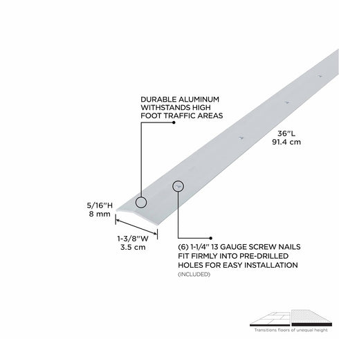 M-D Building Products 66092 1-3/8 In. X 36 In. Polished Aluminum Carpet Trim w/Screw Nails...