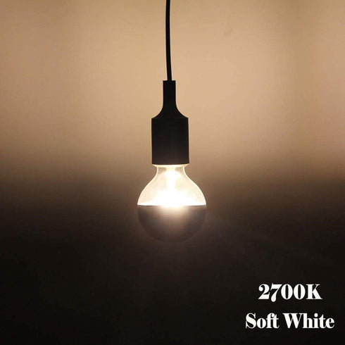 Half Chrome Light Bulb 4W Dimmable G45 Silver Mirror Reflected Light 40W Equivalent Warm White 2700K Silver Tipped Mirror Light Bulb E26 Base Deco...