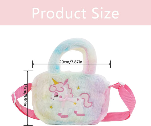 Pink Unicorn Purse, Fluffy Plush Unicorn Handbag, Cute Unicorn Dress Up Jewelry Accessories...