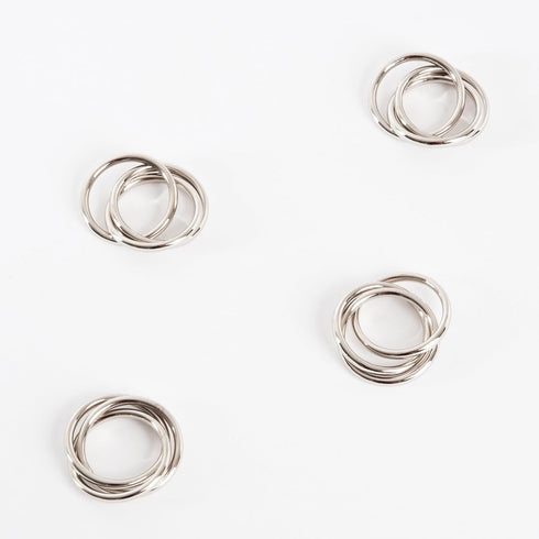 SARO LIFESTYLE Three Rings Design Napkin Ring (Set of 4), Silver...