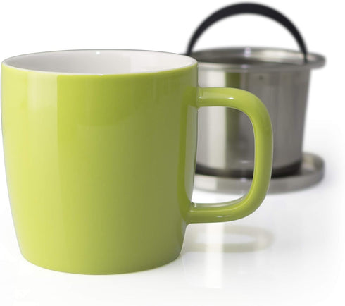 FORLIFE Dew Glossy Finish Brew-In-Mug with Basket Infuser &"Mirror" Stainless Lid 11 oz. (Lime)...