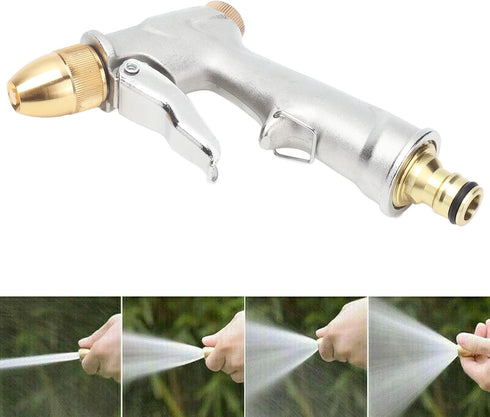 High Pressure Hose Nozzle, 4 Modes Metal Handheld Water Nozzle Sprayer with Fittings, Water Sprayer for Garden Watering Car Washing...