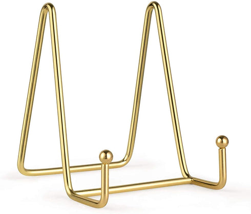 2 Pack Gold Iron Display Stands, Metal Wire Frame Holders for Pictures, Decorative Plates & Tabletop Art (4 inch)...