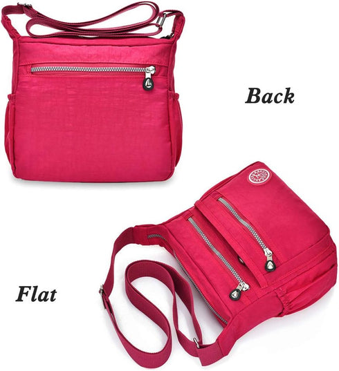 Casual Multi Pocket Nylon Messenger Bag Light Weight Canvas Crossbody Shoulder Waterproof Ladies Travel Handbag...