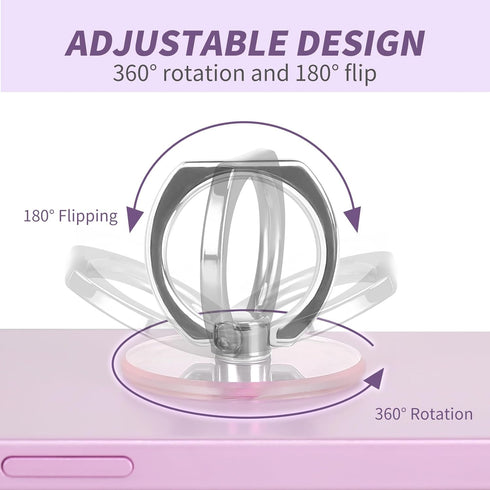 Cell Phone Ring Holder, Transparent 360°Rotation Finger Ring for Phone, Clear Phone Ring Finger Kickstand Compatible with Most of Phones, Tablet a...