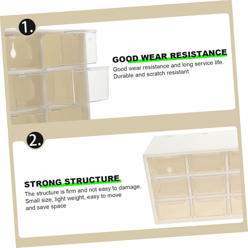 STOBOK Jiugongge Storage Box Drawer Plastic Parts Storage Stackable Craft Organizer Desk Storage Organizer Makeup Organizer with 9 Drawers for Van...
