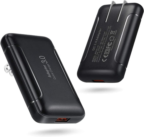 Ultra Slim Flat Portable USB Wall Charger Plug, 2 Pack Black......