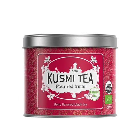 Kusmi Tea - Four Red Fruits - Organic Black Tea - Flavored with Strawberries, Raspberries, Redcurrants & Cherries - Smooth, Flavourful, Caffeinate...