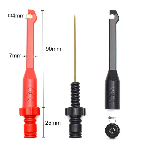 Wire Piercing Probe Clip, Automotive Diagnostic Test Lead Accessories Repair Tools Puncture Wire Back Probe Pins Testing Kit, Black and Red, 2 Pac...