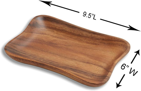 Woodard & Charles Acacia Medium Pinched Serving Tray, 9.5" x 6"...