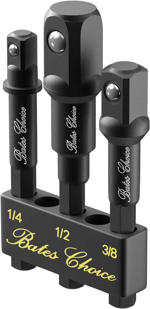 Bates- Impact Socket Adapter Set, 3 PCS, 1/4", 3/8" and 1/2", with Holder, Socket Adapter Set, Impact Socket Adapter, Socket Adapter Set, Socket A...