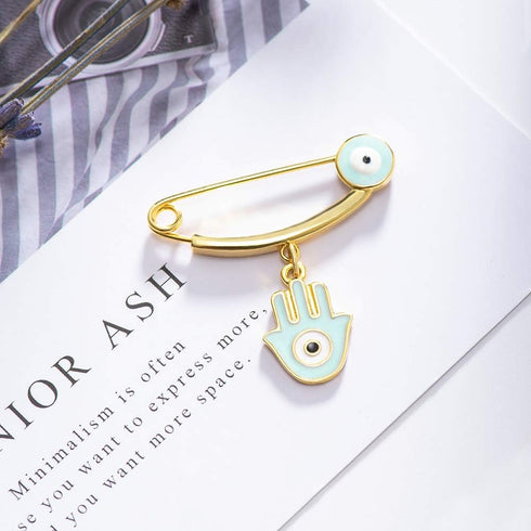 MANVEN Hamsa Evil Eye Stroller Pin Lucky Protection Clothes Brooch Diaper Bag Pin Birthday Gift...
