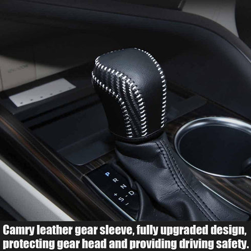 Rifoda for Camry Leather Gear Shift Knob Cover Trims Fit for Toyota Camry 2018 2019 2020 2021 Interior Accessories Protective Cover Decoration Bla...