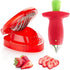 Strawberry Huller Fruit Slicer Set, Berry Stem Leaves Huller Gem Remover Removal Fruit Peeling Tool Kitchen Gadgets Corer Easy for Remove Strawber...