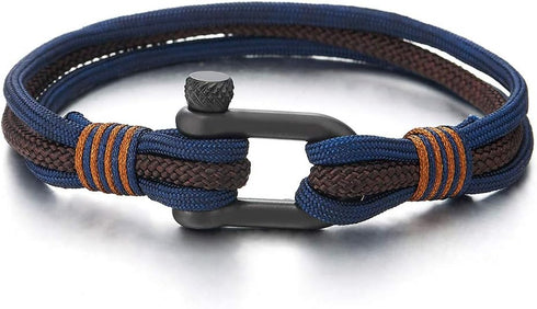 COOLSTEELANDBEYOND Men Women Steel Screw Anchor Shackle Nautical Sailor Rope Wristband Wrap Bracelet...
