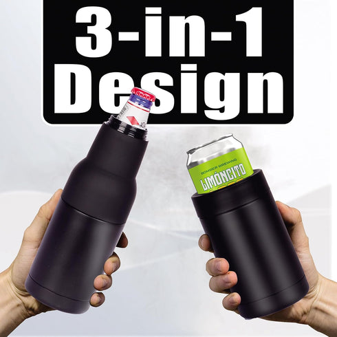 14 oz. Beer Bottle and Can Cooler with Beer Opener,3 in 1 Can Cooler, Slim Can Beer Bottle Insulators Holder, Double Walled Stainless Steel Insula...