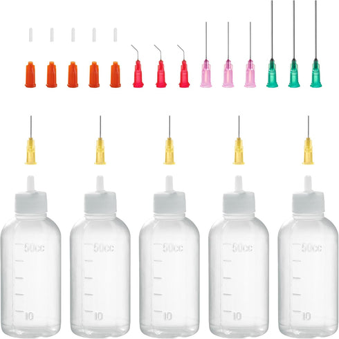 50ml Precision Tip Applicator Bottle, with Blunt Tip Needle and Cap, 18G 20G 25G Needle Tip Squeeze Bottle, Oil Dropper Bottle, Glue Bottles with ...