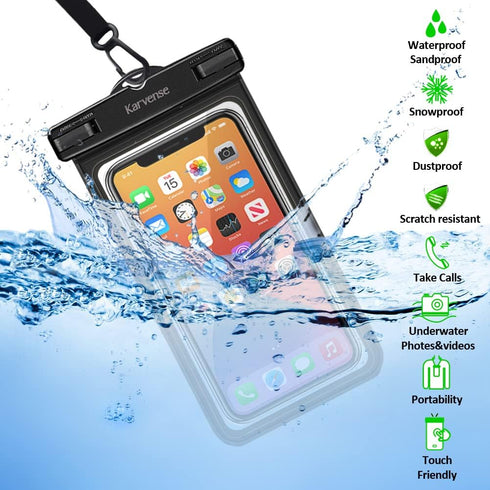Waterproof Phone Pouch/Case, 2 Pack Waterproof Phone Holder/Bag for iPhone, Samsung Galaxy, Pixel, Universal Cell Phone Dry Bag for Travel, Beach,...