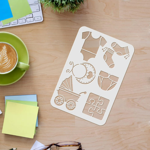 FINGERINSPIRE 4 Pcs Baby Theme Stencils Template 11.6x8.3 Inch Plastic Baby Bottle Stroller Reusable Drawing Painting Stencils for Wood, Floor, Wa...