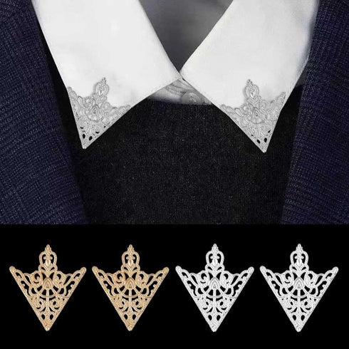 3 Pairs Retro Hollow Pattern Brooches Angle Triangle Shirt Collar Pins Brooch Buckle for Women and Girls (Gold, Silver, Antique Bronze)...