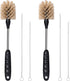 2 Pack 12" Stainless Steel Baby Bottle Brush with 2 Pack 6.85" Straw Brushes and 2 Pack 7.9" Straw Brushes, Nylon Bottle Cleaning Brush Set, Tan...