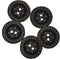 Mibo 5pcs Sprayed Rubber Effect Agoya Shell Button - 2 Hole - 36L(22mm) - Damask Style Pattern - Matte Black...