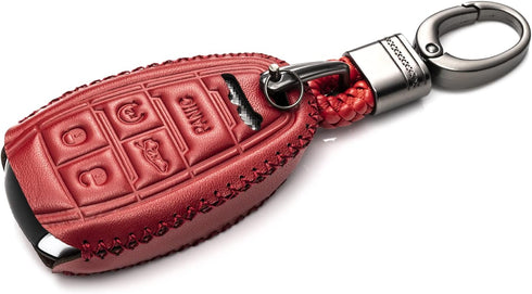Vitodeco Genuine Leather Smart Key Fob Case Protector Compatible for Alfa Romeo Giulia, Stelvio, Tonale 2017 - 2025 (5-Button, Red)...
